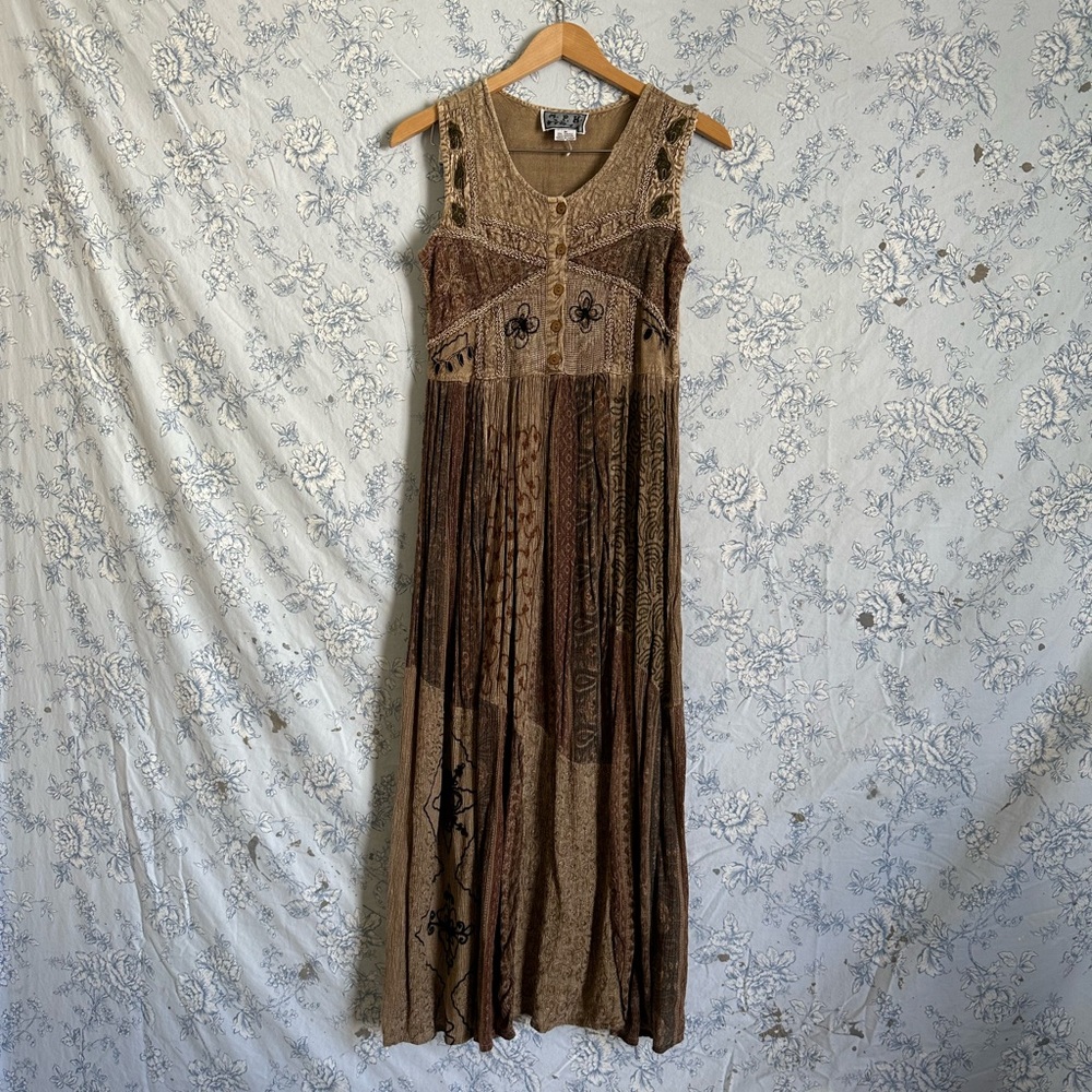 Hippie Brown Sleeveless Maxi Dress